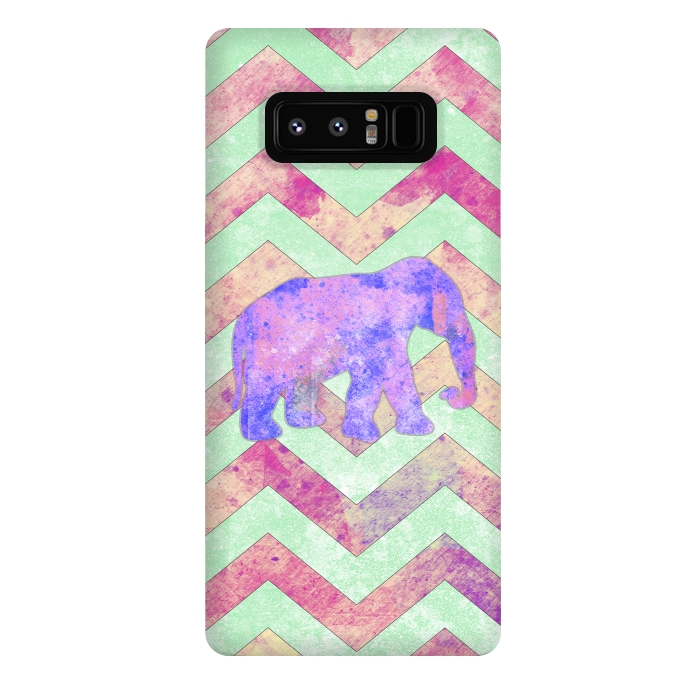 Galaxy Note 8 StrongFit Elephant Mint Green Chevron Pink Watercolor by Girly Trend