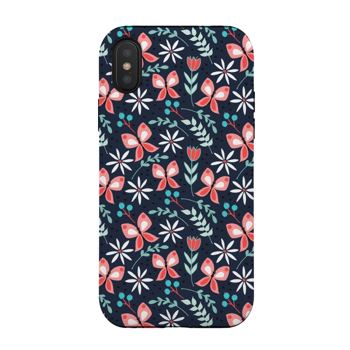 iPhone Xs / X StrongFit Midnight Butterfly by Dunia Nalu