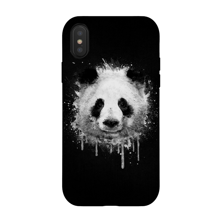 iPhone Xs / X StrongFit Panda Portrait in Black White by Philipp Rietz