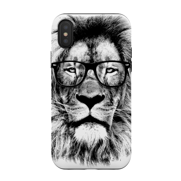 iPhone Xs / X StrongFit The King Lion of The Library by Mitxel Gonzalez