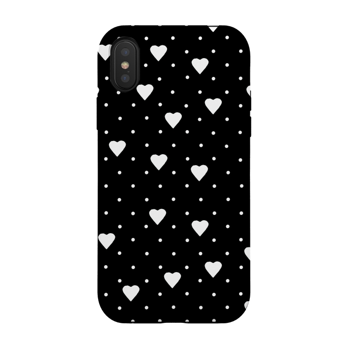 iPhone Xs / X StrongFit Pin Point Hearts White by Project M