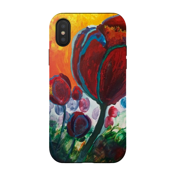iPhone Xs / X StrongFit Blue High Tulips on Fire by ANoelleJay