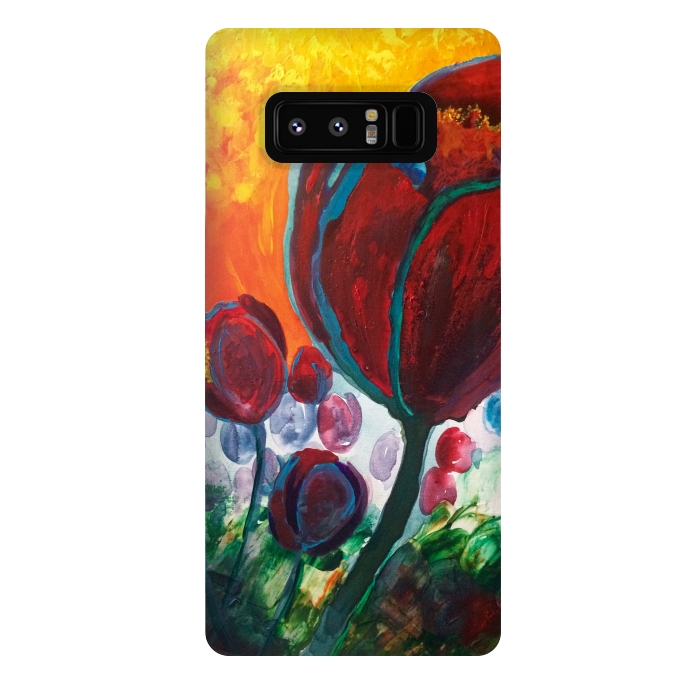 Galaxy Note 8 StrongFit Blue High Tulips on Fire by ANoelleJay