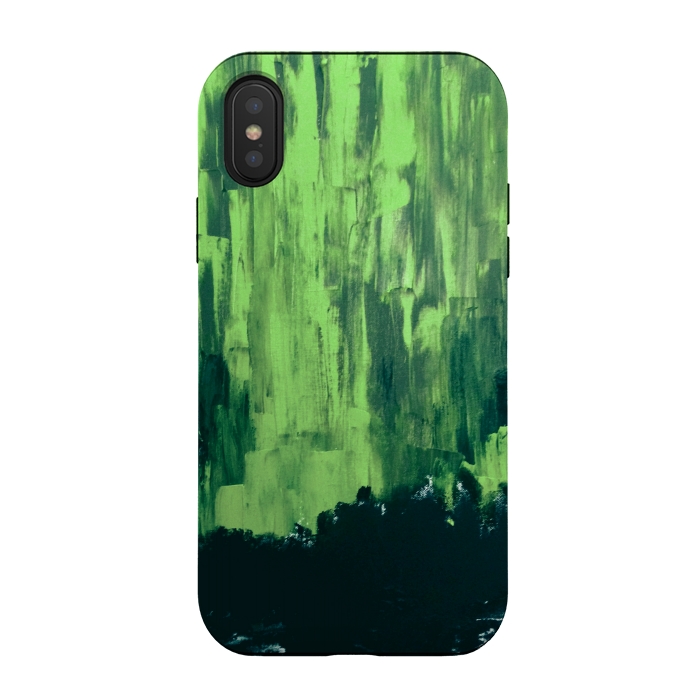 iPhone Xs / X StrongFit Lime Green Northern Lights by ANoelleJay