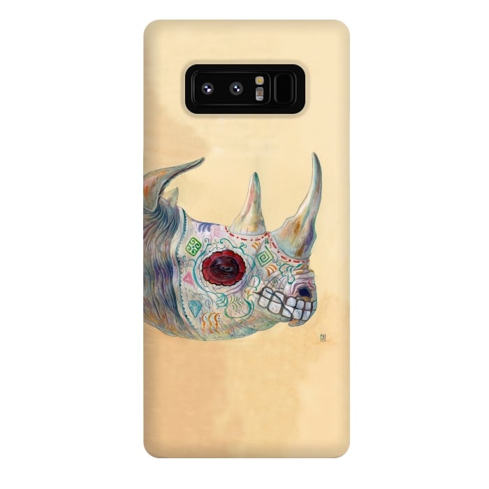 Galaxy Note 8 StrongFit Day of the Dead Rhino by Brandon Keehner