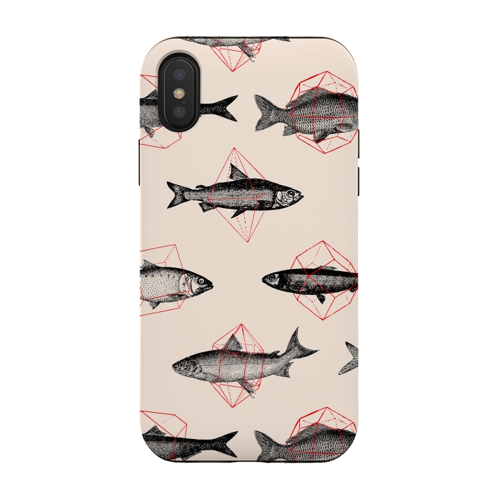 iPhone Xs / X StrongFit Fishes in Geometrics I by Florent Bodart