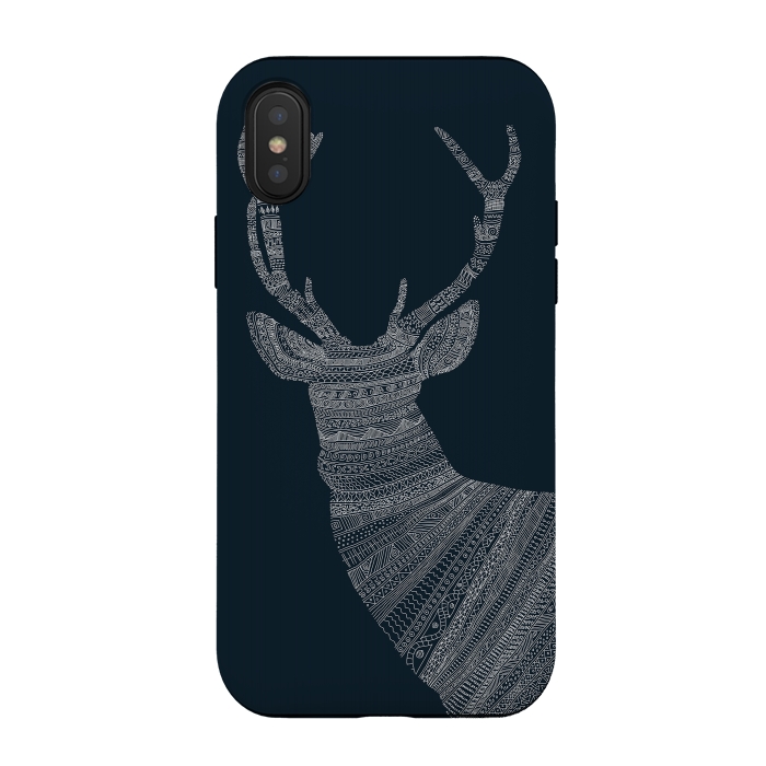 iPhone Xs / X StrongFit Stag Blue Poster blue by Florent Bodart
