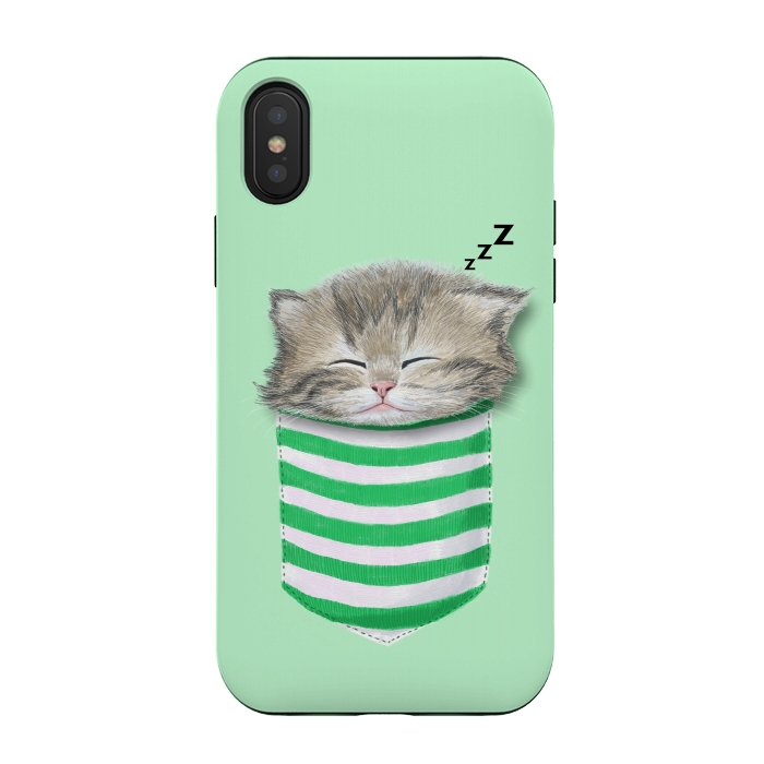 iPhone Xs / X StrongFit Cat in The Pocket by Tummeow