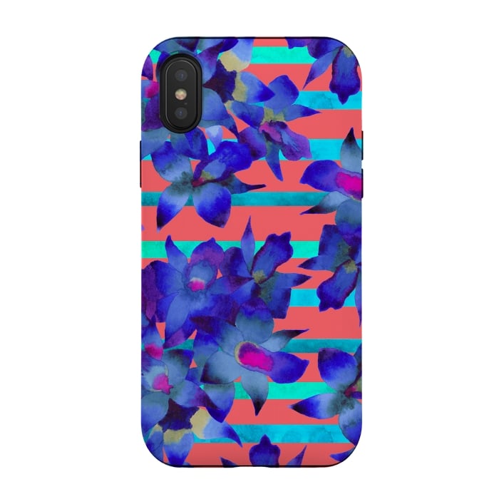 iPhone Xs / X StrongFit Coral Stripes by Amaya Brydon