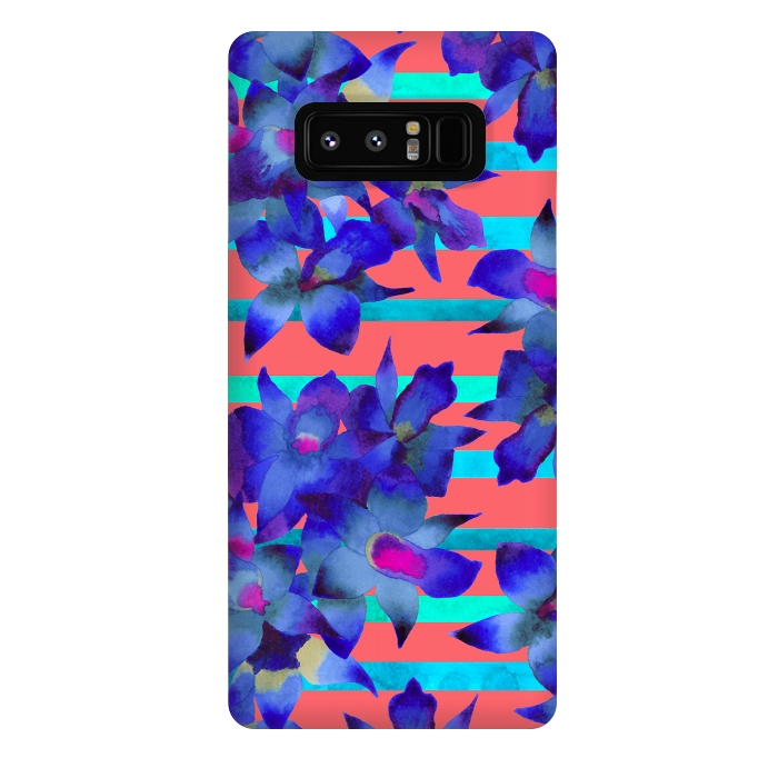 Galaxy Note 8 StrongFit Coral Stripes by Amaya Brydon