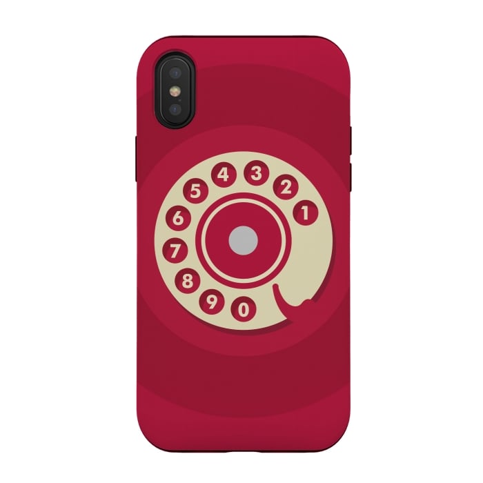 iPhone Xs / X StrongFit Vintage Red Telephone by Dellán