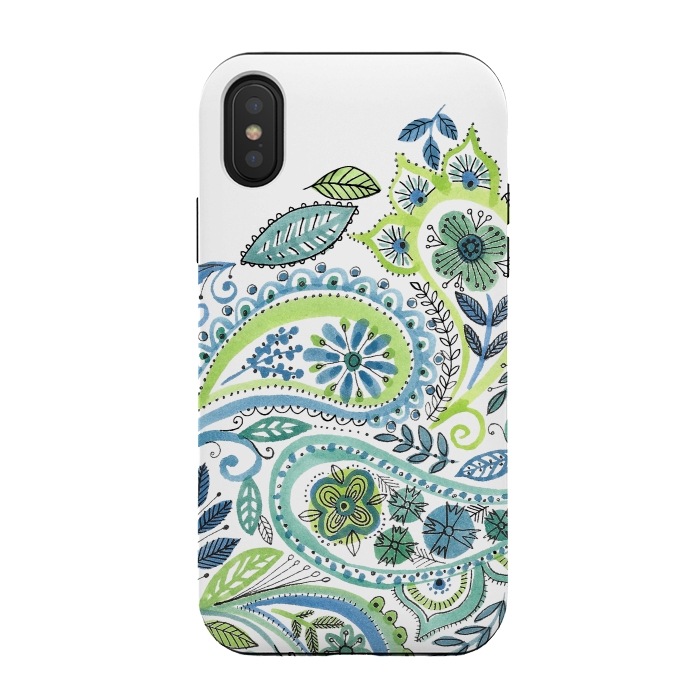 iPhone Xs / X StrongFit Watercolour Paisley by Laura Grant