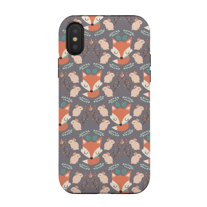 iPhone Xs / X StrongFit Foxes and bunnies by Maria Jose Da Luz