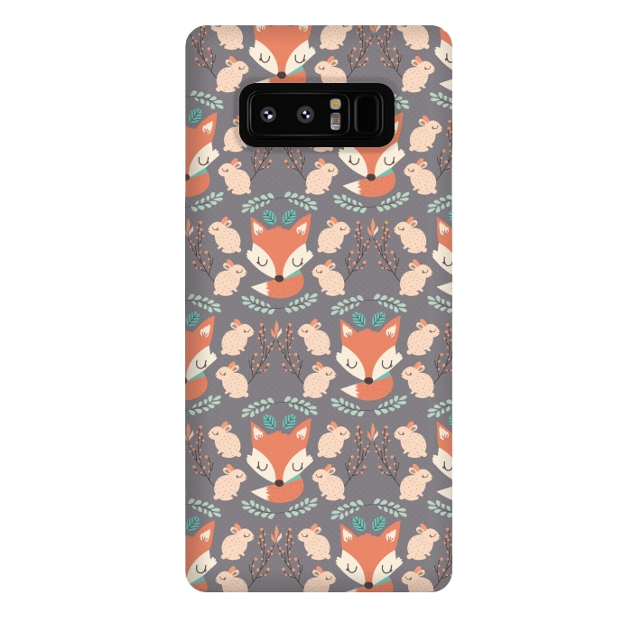 Galaxy Note 8 StrongFit Foxes and bunnies by Maria Jose Da Luz