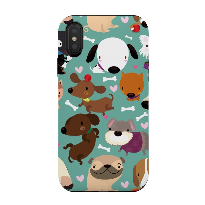 iPhone Xs / X StrongFit Happy dogs by Maria Jose Da Luz
