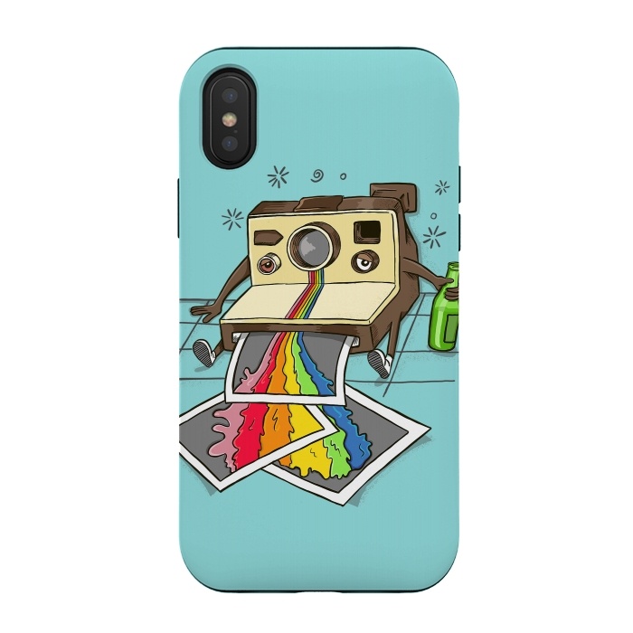 iPhone Xs / X StrongFit DRUNK CAMERA GREEN by Coffee Man