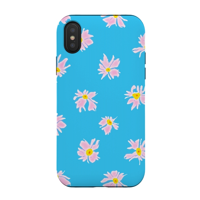 iPhone Xs / X StrongFit Pink Snow & Sky by Bettie * Blue
