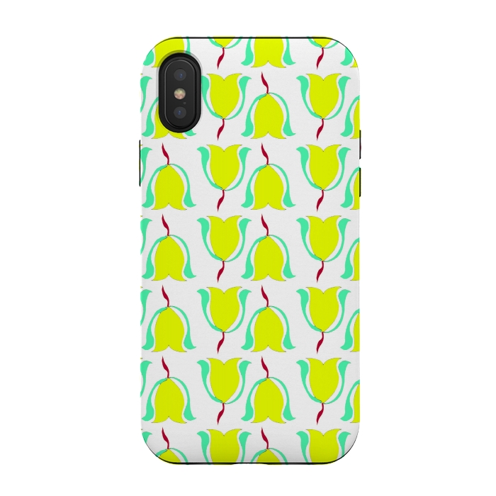 iPhone Xs / X StrongFit Tulips de Chartreuse by Bettie * Blue