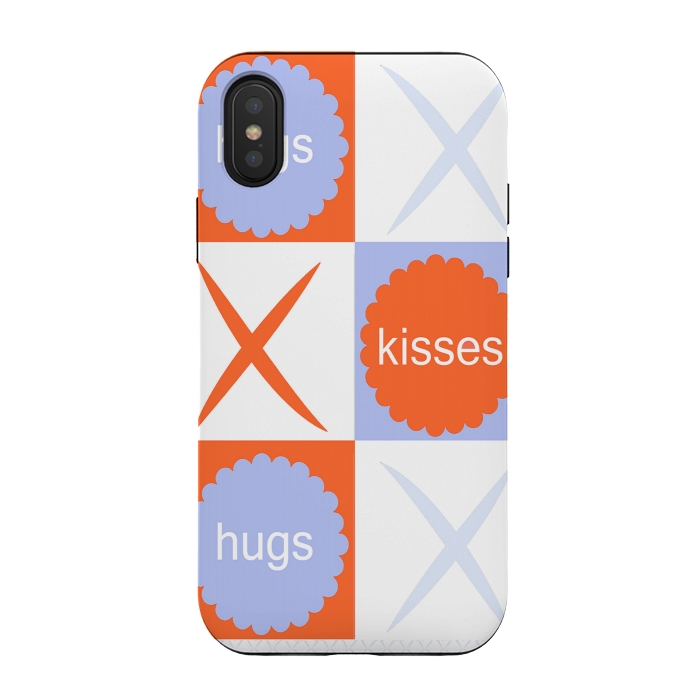 iPhone Xs / X StrongFit X's & O's -Orange/Lavender by Bettie * Blue
