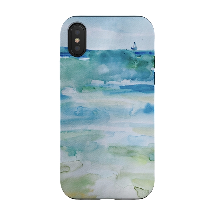 iPhone Xs / X StrongFit Miami Beach Watercolor #7 by ANoelleJay