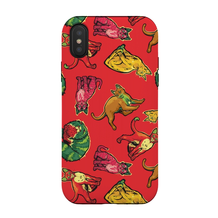 iPhone Xs / X StrongFit Fruit Cats by Draco