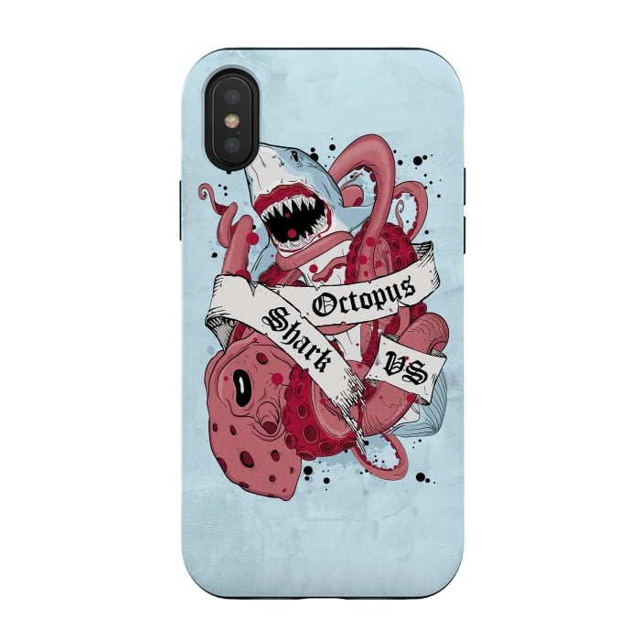 iPhone Xs / X StrongFit Shark vs Octopus by Sitchko