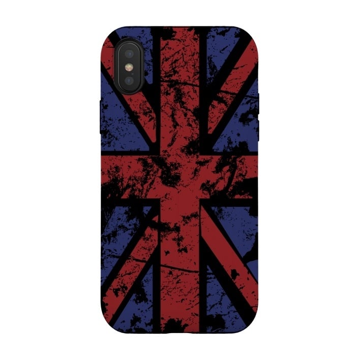 iPhone Xs / X StrongFit Grunge UK Flag Black by Sitchko