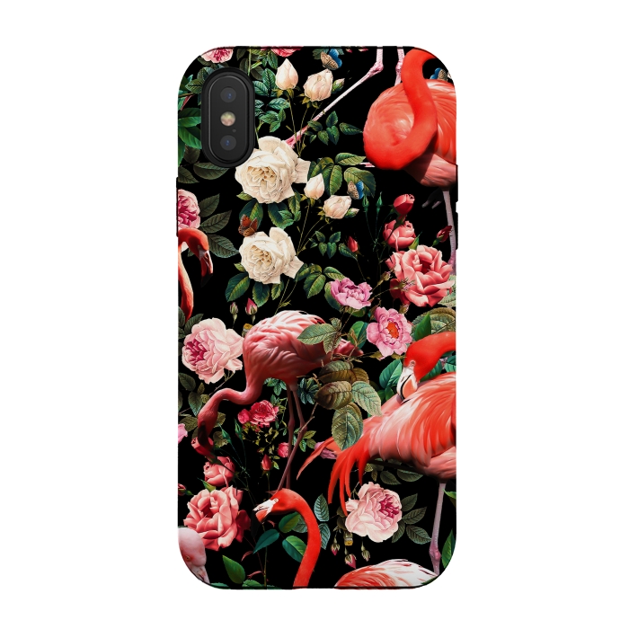 iPhone Xs / X StrongFit Floral and Flemingo Pattern by Burcu Korkmazyurek
