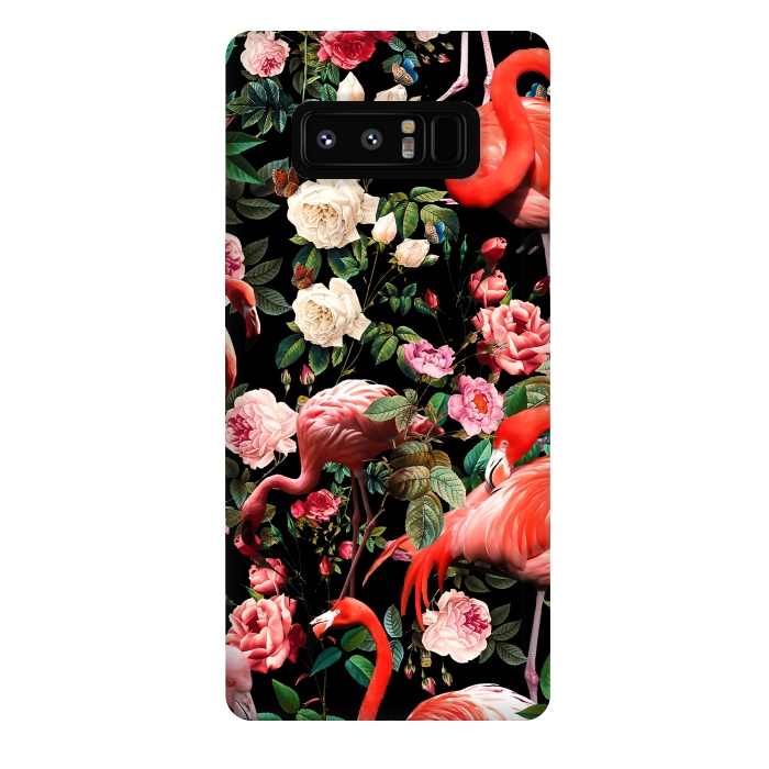 Galaxy Note 8 StrongFit Floral and Flemingo Pattern by Burcu Korkmazyurek