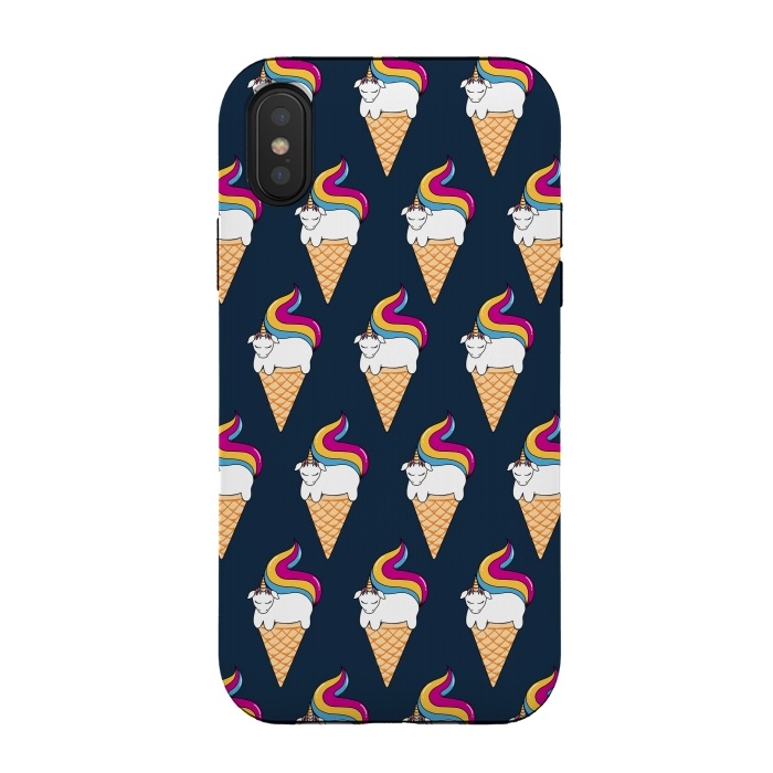 iPhone Xs / X StrongFit Uni-cone pattern-blue by Coffee Man
