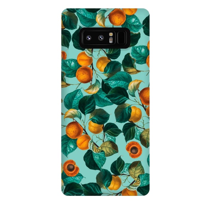 Galaxy Note 8 StrongFit Peach and Leaf Pattern by Burcu Korkmazyurek