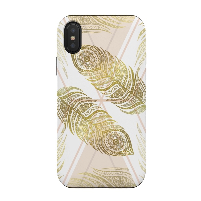 iPhone Xs / X StrongFit Gold Feathers by Barlena