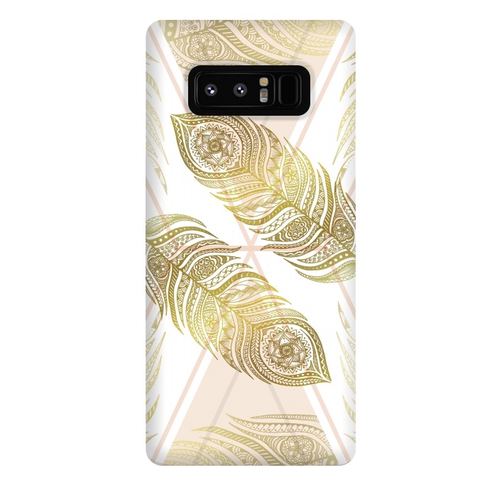 Galaxy Note 8 StrongFit Gold Feathers by Barlena