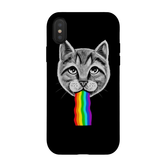 iPhone Xs / X StrongFit Cat rainbow by Coffee Man