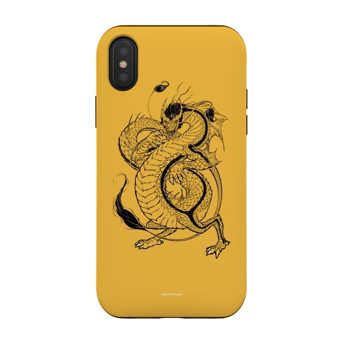 iPhone Xs / X StrongFit Black Dragon by Draco