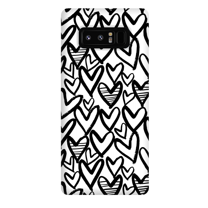 Galaxy Note 8 StrongFit Black and white hearts by Laura Grant