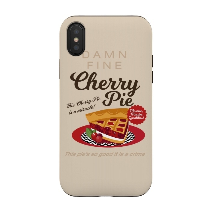 iPhone Xs / X StrongFit Twin Peaks Damn Fine Cherry Pie by Alisterny