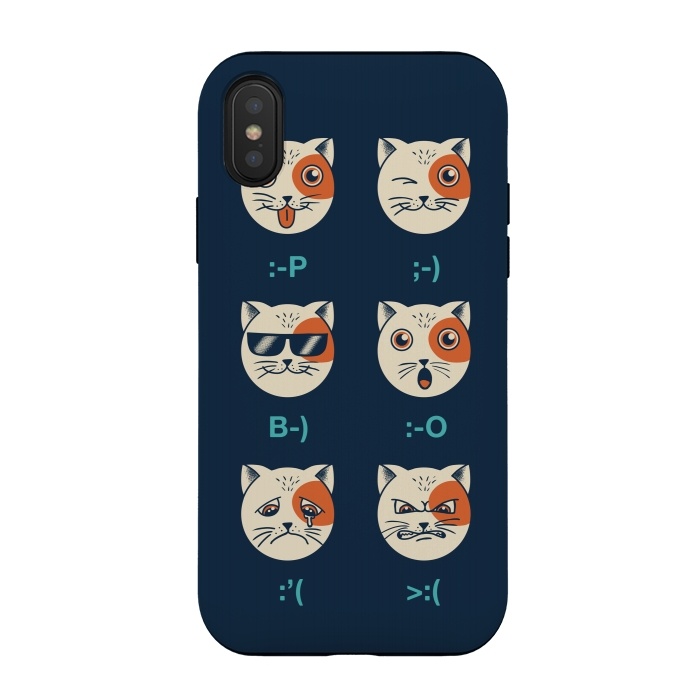 iPhone Xs / X StrongFit Cat Emoticon by Coffee Man