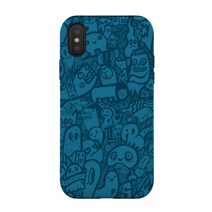 iPhone Xs / X StrongFit Blue Doodle by Wotto