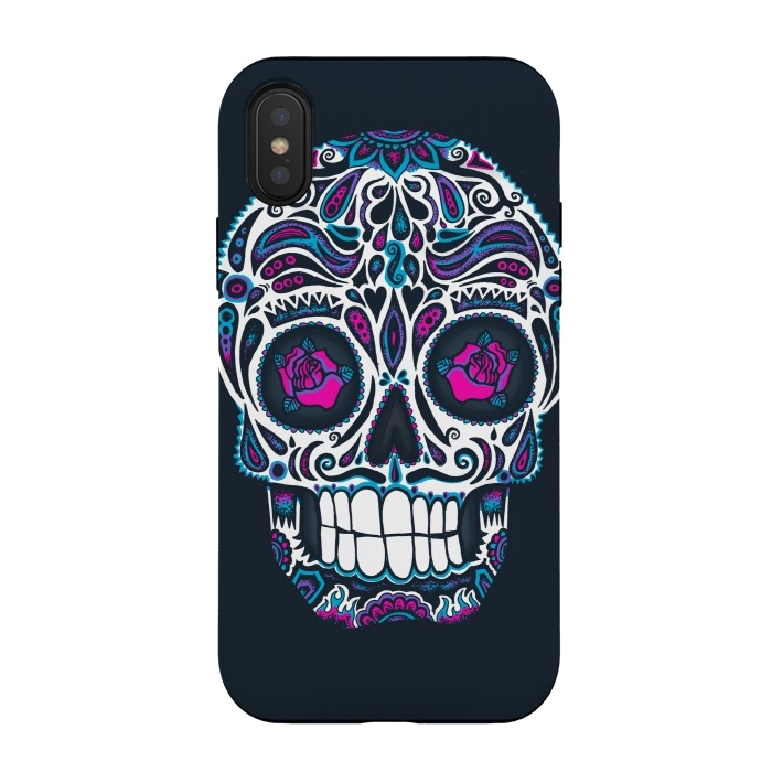 iPhone Xs / X StrongFit Calavera IV Neon  by Wotto