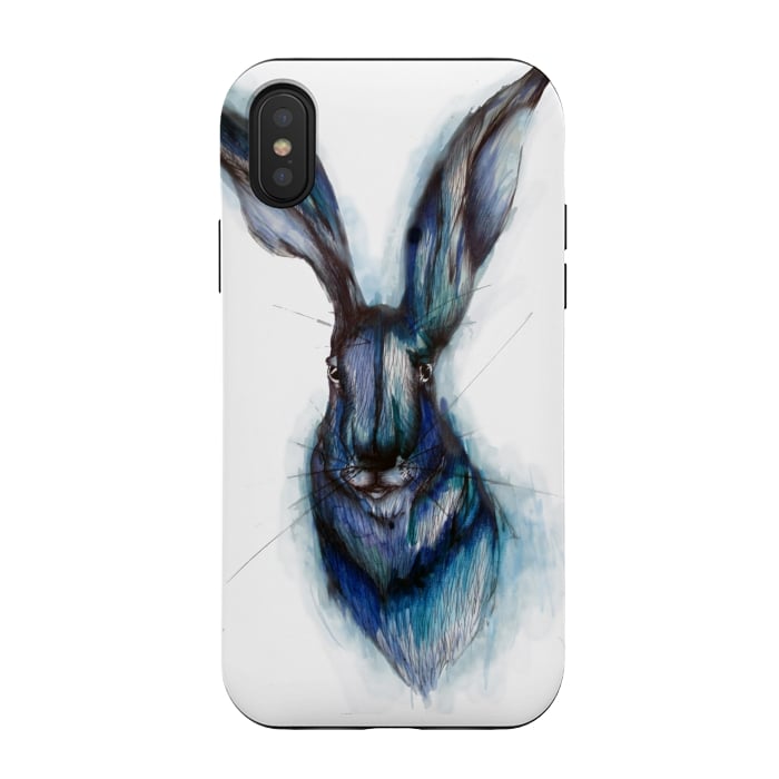 iPhone Xs / X StrongFit Blue Hare by ECMazur 