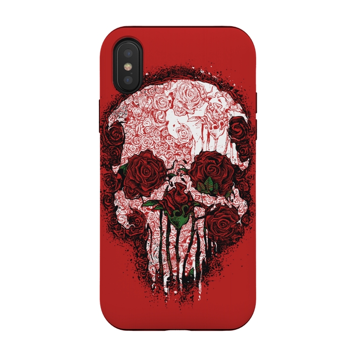 iPhone Xs / X StrongFit Skull Roses by Branko Ricov
