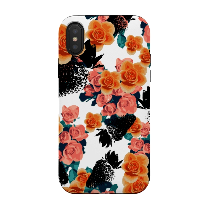 iPhone Xs / X StrongFit Strawberries + Flowers by Zala Farah