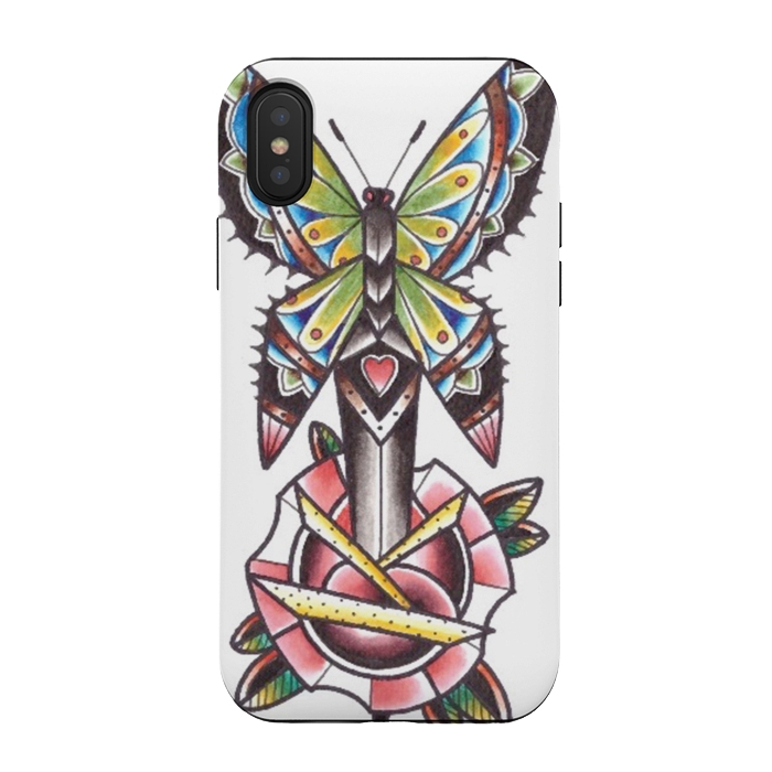 iPhone Xs / X StrongFit Butterfly dagger rose by Evaldas Gulbinas 