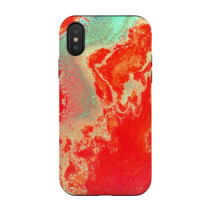 iPhone Xs / X StrongFit Sea Green and Coral by Uma Prabhakar Gokhale