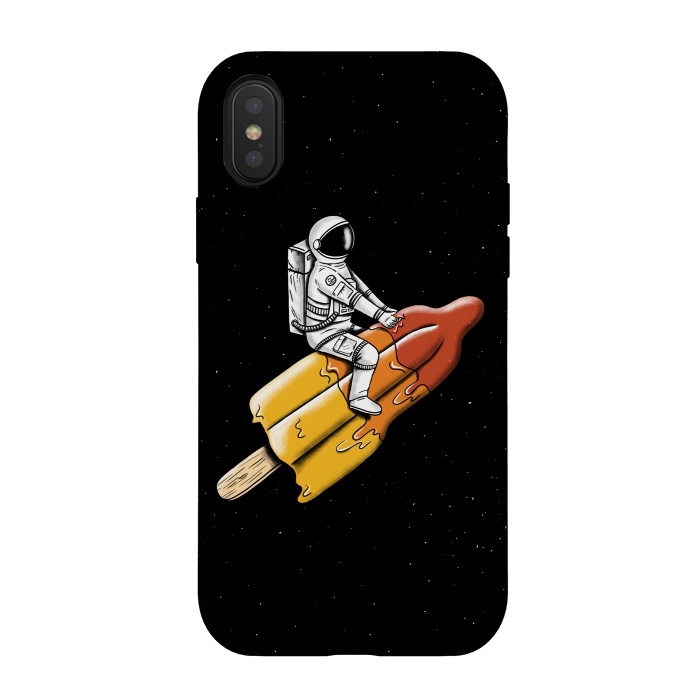 iPhone Xs / X StrongFit Astronaut Melted Rocket by Coffee Man