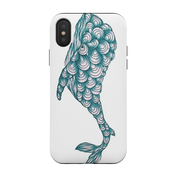 iPhone Xs / X StrongFit Turquoise Whale by ECMazur 