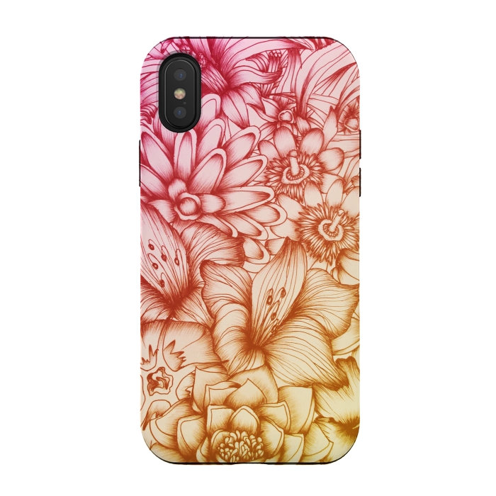 iPhone Xs / X StrongFit Tropical Flowers by ECMazur 