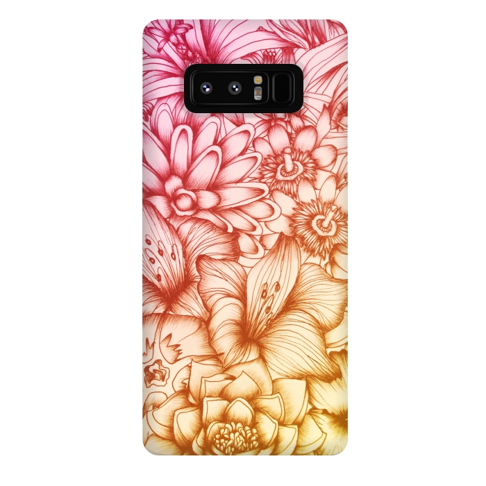 Galaxy Note 8 StrongFit Tropical Flowers by ECMazur 