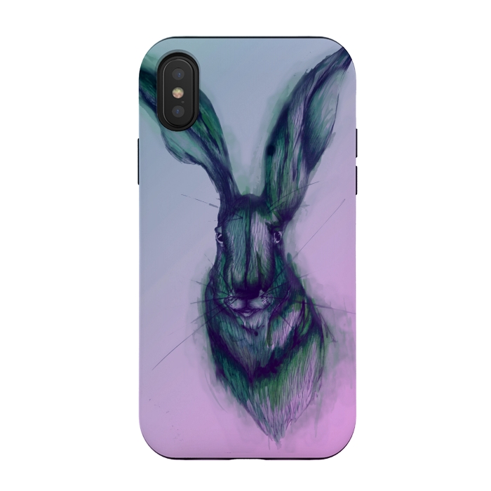 iPhone Xs / X StrongFit Watercolor Hare by ECMazur 